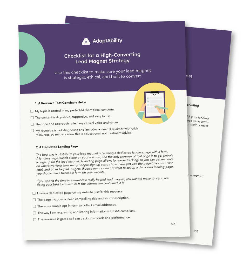 AdaptAbility - Checklist for a High-Converting Lead Magnet Strategy
